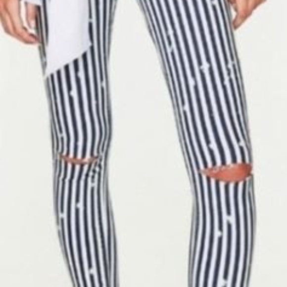 blue white striped jeans
